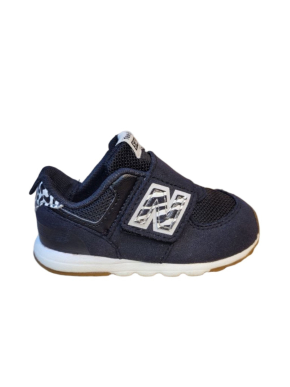 New Balance 574 Slip On No Tie Infant Toddler Black White Sneakers 5C
